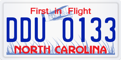 NC license plate DDU0133