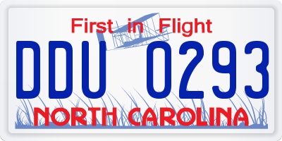 NC license plate DDU0293