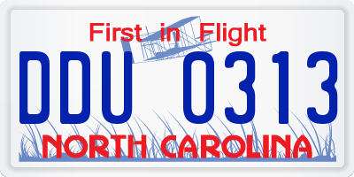 NC license plate DDU0313