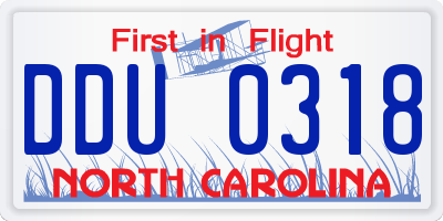 NC license plate DDU0318