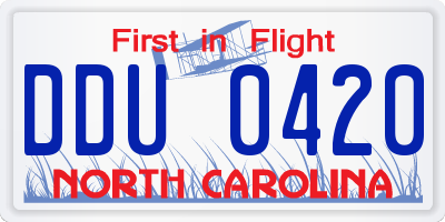 NC license plate DDU0420
