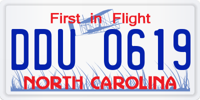 NC license plate DDU0619