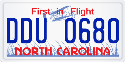 NC license plate DDU0680