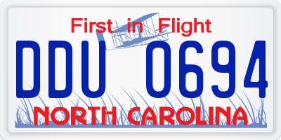 NC license plate DDU0694