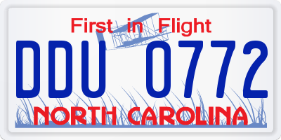NC license plate DDU0772