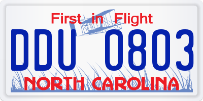 NC license plate DDU0803
