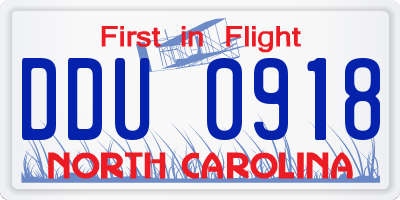 NC license plate DDU0918
