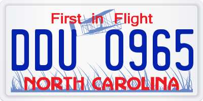 NC license plate DDU0965
