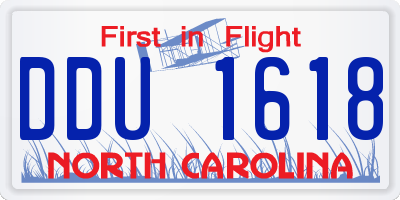 NC license plate DDU1618
