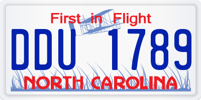NC license plate DDU1789
