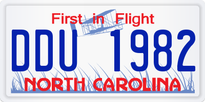 NC license plate DDU1982