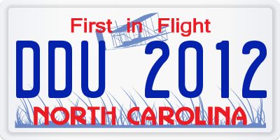 NC license plate DDU2012