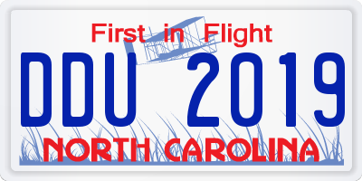 NC license plate DDU2019