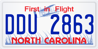NC license plate DDU2863