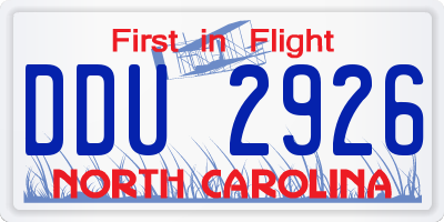 NC license plate DDU2926