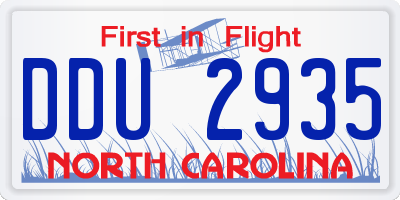 NC license plate DDU2935