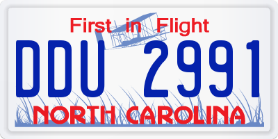NC license plate DDU2991