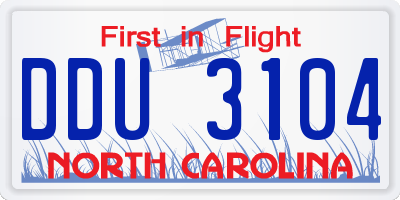 NC license plate DDU3104
