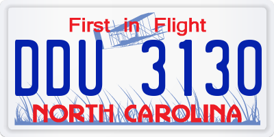 NC license plate DDU3130