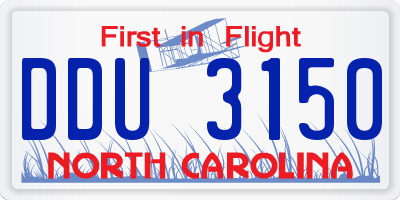 NC license plate DDU3150