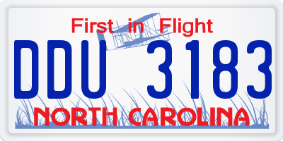 NC license plate DDU3183