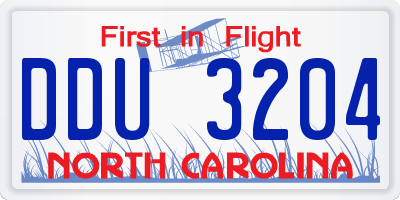 NC license plate DDU3204