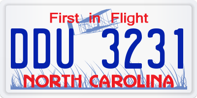 NC license plate DDU3231
