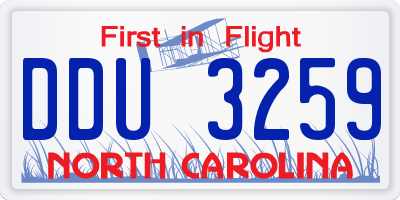 NC license plate DDU3259
