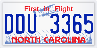 NC license plate DDU3365
