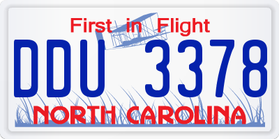 NC license plate DDU3378