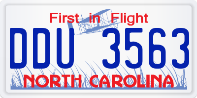 NC license plate DDU3563