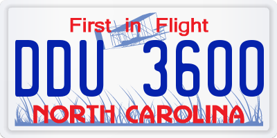 NC license plate DDU3600