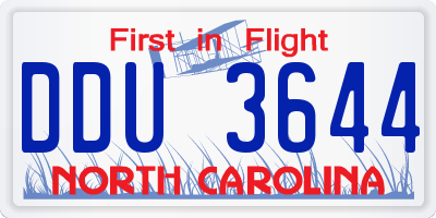 NC license plate DDU3644