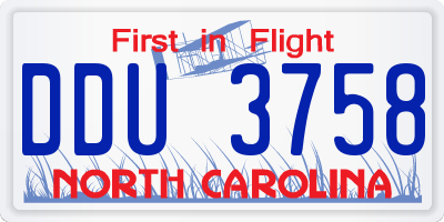 NC license plate DDU3758