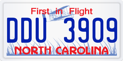 NC license plate DDU3909