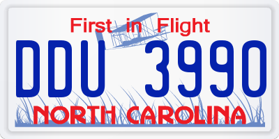 NC license plate DDU3990