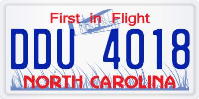 NC license plate DDU4018