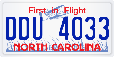 NC license plate DDU4033