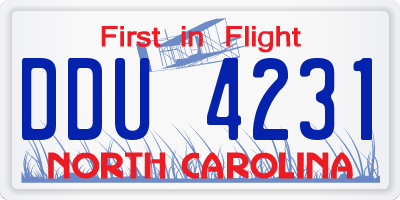NC license plate DDU4231