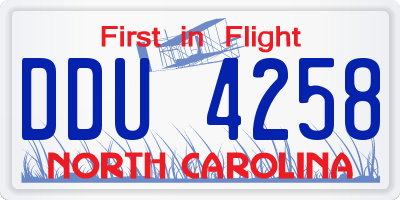 NC license plate DDU4258