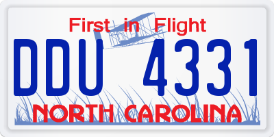 NC license plate DDU4331