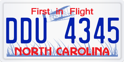 NC license plate DDU4345