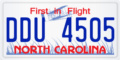 NC license plate DDU4505