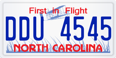 NC license plate DDU4545