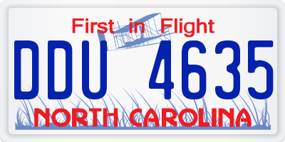 NC license plate DDU4635
