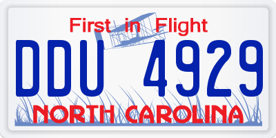 NC license plate DDU4929