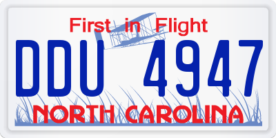 NC license plate DDU4947
