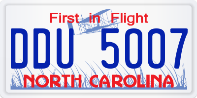 NC license plate DDU5007