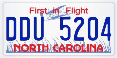NC license plate DDU5204