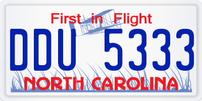 NC license plate DDU5333